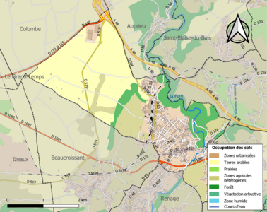 Carte en couleurs présentant l'occupation des sols.