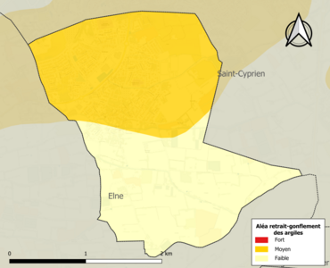 Carte des zones d'aléa retrait-gonflement des argiles.