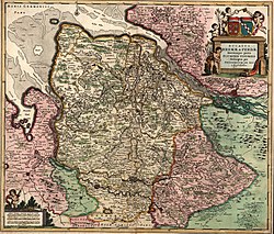 The territory of Verden (pink, below right) around 1655