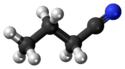 Ball-and-stick model of the butyronitrile molecule