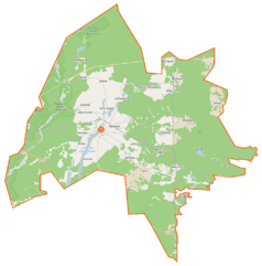 Mapa konturowa gminy Cekcyn, po prawej nieco na dole znajduje się punkt z opisem „Sarnówek”