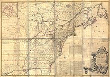 1755 map of North America by John Mitchell, emphasizing the area east of the Mississippi River Mitchell Map-06full2.jpg