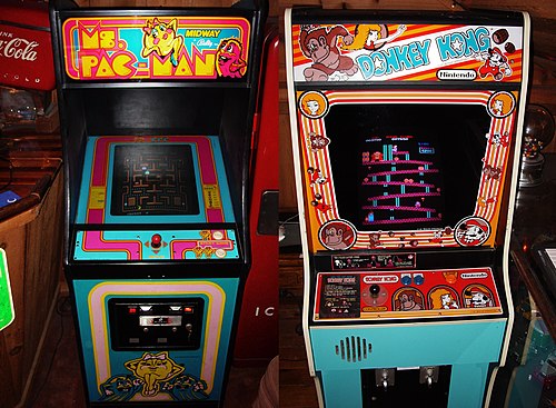 Pac-Man and Donkey Kong - arcade cabinets