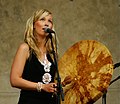 Sámi vocalist and musician from Gällivare, Sofia Jannok, performing at the Centre Culturel Suédois in Paris, France