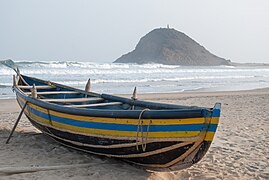 Fishing boat on a beach near Visakhapatnam, India