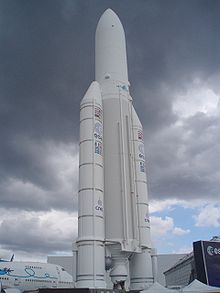 Oerlikon Space supplies the payload fairings for the Ariane 5 launcher. Ariane5 Bourget P6230202.JPG