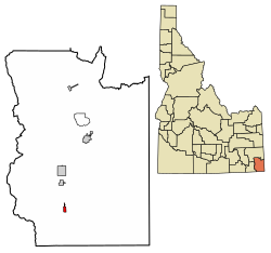 Location of St. Charles in Bear Lake County, Idaho.