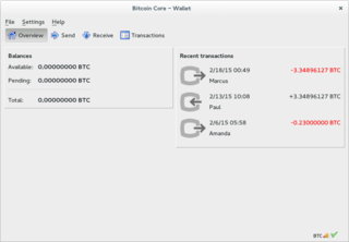 <span class="mw-page-title-main">Bitcoin Core</span> Bitcoin node and wallet software