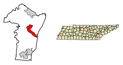 Location of Ashland City in Cheatham County, Tennessee