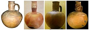 Collection of ceramic vases (mucuras) made by the Muisca Mucuras precolombinas.jpg