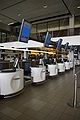 Deserted check-in stations at Schiphol Airport on April 17, 2010