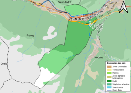 Carte en couleurs présentant l'occupation des sols.