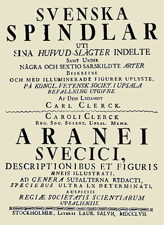 <i>Svenska Spindlar</i> 1757 arachnology text by Carl Alexander Clerck