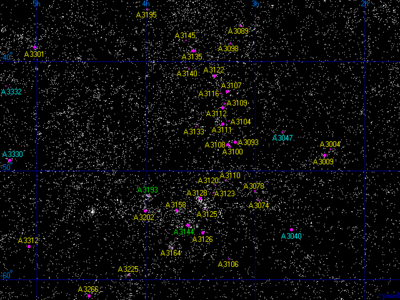 とけい座超銀河団の星図