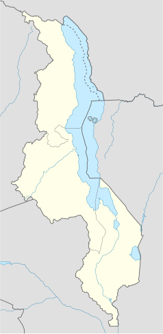 Mapa konturowa Malawi, blisko centrum na lewo znajduje się punkt z opisem „Lilongwe”