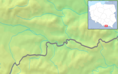 Mapa konturowa Pienin, w centrum znajduje się czarny trójkącik z opisem „Upszar”