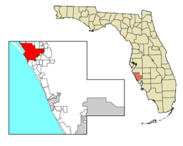 Sarasotas läge i Sarasota County och countyts läge i Florida.