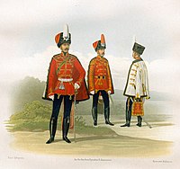 Обер-офицер, трубач и рядовой в парадной форме (1855-1857)
