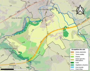 Carte en couleurs présentant l'occupation des sols.