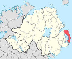 Location of the former barony of Ards, County Down, in present-day Northern Ireland.