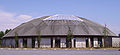 The exterior of the Boudewijn Seapark dolphinarium in Bruges, Belgium.