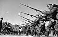 Soldiers of the Voroshilov Regiment training to use Mosin–Nagant Rifles before going to the front line. // Moscow, August 1941.