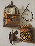 Trompe l'oeil with a bird cage, Cornelis Biltius, 1680s