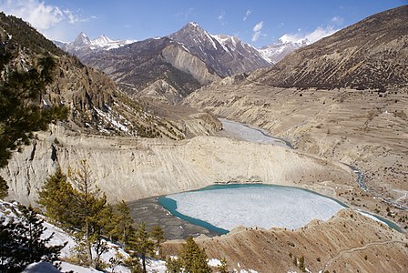 A view of Ice Lake situated at Manang district, Nepal. मनाङ जिल्लामा अवस्थित एक हिमतालको मनोरम दृश्य । ©Bijaya2043