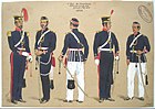 Uniforme di ufficiali e soldati dei reggimenti di cavalleria nel 1852.