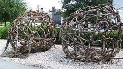 The two bone cages used in one of the early scenes of the film. The cages were on display on the Studio Backlot Tour at Disney's Hollywood Studios until it shut down in 2014. BoneCagesPOTC.jpg