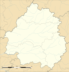 Mapa konturowa Dordogne, po lewej znajduje się punkt z opisem „Echourgnac”