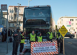 <span class="mw-page-title-main">San Francisco tech bus protests</span> Protests over private buses using public stops in San Francisco