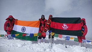 Mountaineering Expedition of Zedang Sumpa Battalion of Ladakh Scouts, which scaled five virgin peaks above 6000 metres located in the Central Rimo Glacier, October 2021. Ladakh Scouts mountaineering.jpg