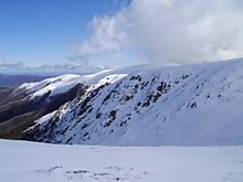 looking to the summit of Mount Bogong, in winter. Mt bogong 01.JPG