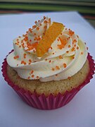 Organic vanilla orange cupcake topped with cointreau organic buttercream.jpg