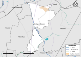 Carte en couleur présentantle réseau hydrographique de la commune