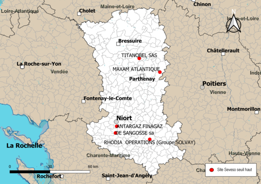 Carte des sites « Seveso seuil haut ».