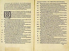 Twee bladzijden uit de 95 stellingen uit de druk uit 1522 van Melchior Lotter d.J.