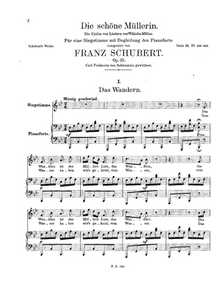 <i>Die schöne Müllerin</i> Song cycle by Franz Schubert