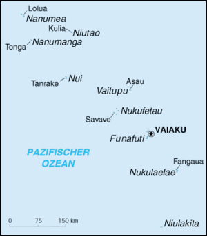 Karte von Tuvalu, mittig Funafuti