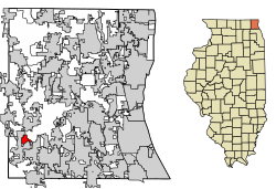 Location of Tower Lakes in Lake County, Illinois.