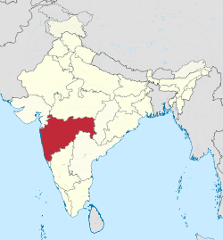 Kinaroroonan ng Maharashtra (kulay pula) sa India