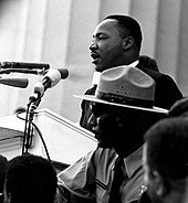 Black and white photograph of Martin Luther King Jr.