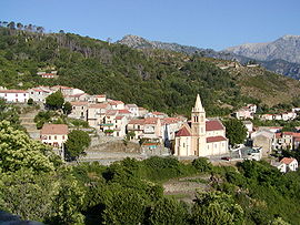 The church of Saint Pierre-aux-liens and the surrounding buildings, in Vivario