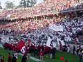 LSJUMB rallying fans at Stanford Stadium