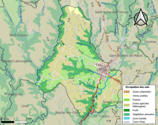 Carte en couleurs présentant l'occupation des sols.