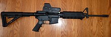 A Dominion Arms DA 556, made by Norinco for the Canadian civilian market, with an EOTech sight, and Magpul furniture. DA 556.jpg