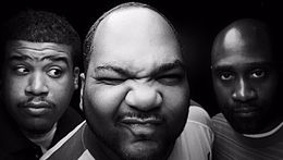 De La Soul in 2004. L–R: Trugoy the Dove, Maseo and Posdnuos.