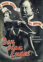 Thumbnail for File:Den blaa Engel (The Blue Angel) (film) Danish poster, Marlene Dietrich, Emil Jannings.jpg