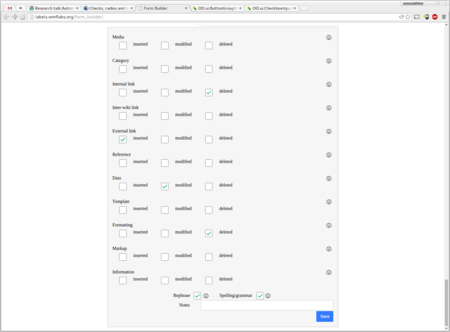 A naive form for asking about edit type classes with Wiki labels is presented.